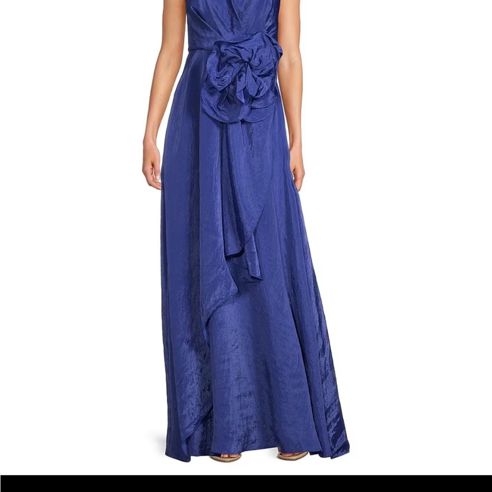 Marchesa Royal Blue Gown with Floral Detail